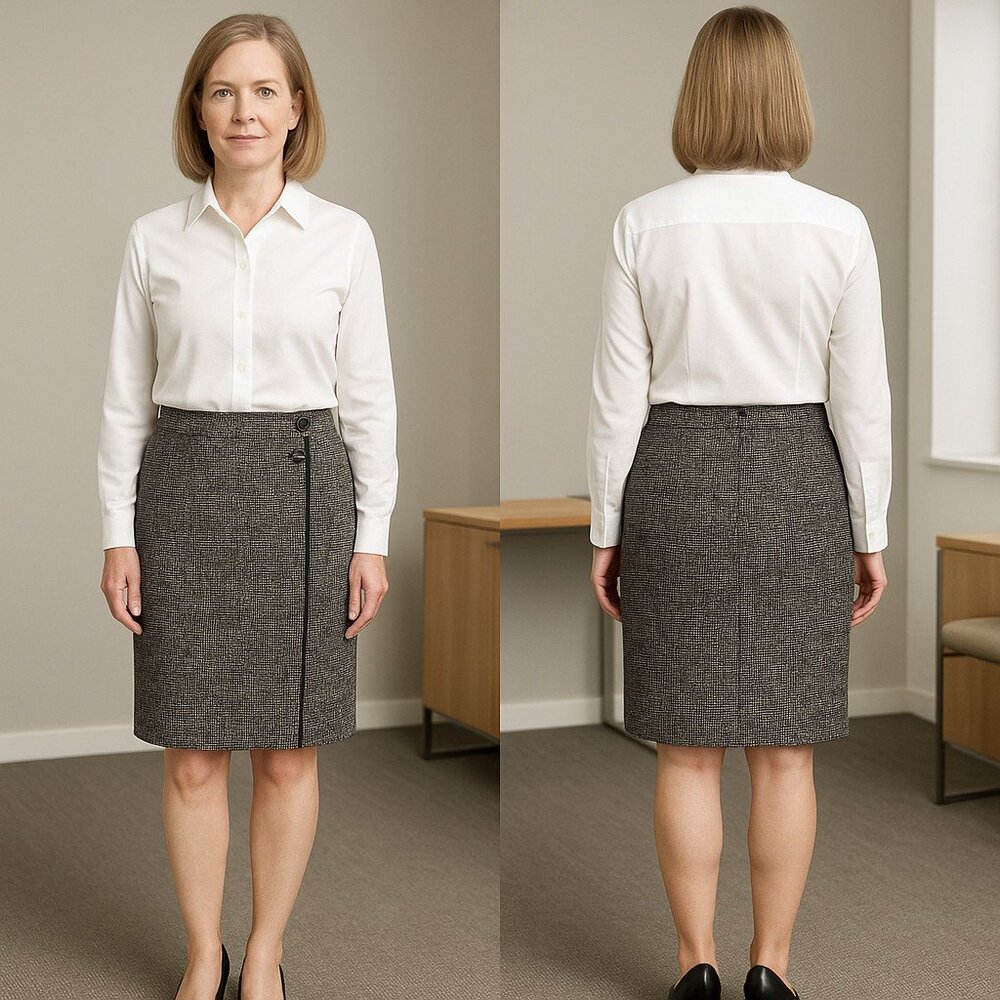 Ann Taylor Petite Pencil Skirt 12P Tweed Bouclé Black White Multicolor Lined